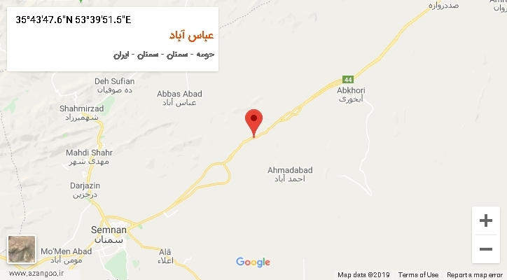 روستای عباس آباد بر روی نقشه