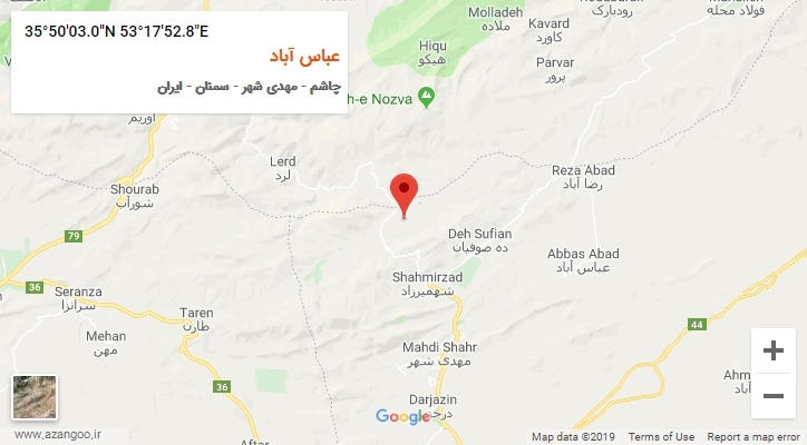 روستای عباس آباد بر روی نقشه