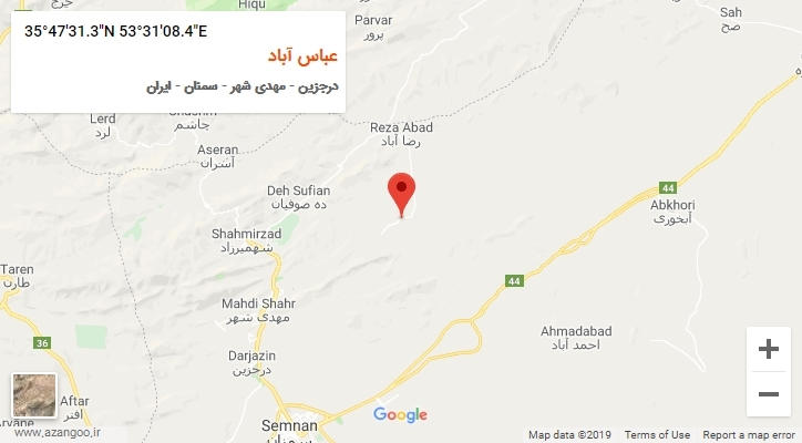 روستای عباس آباد بر روی نقشه