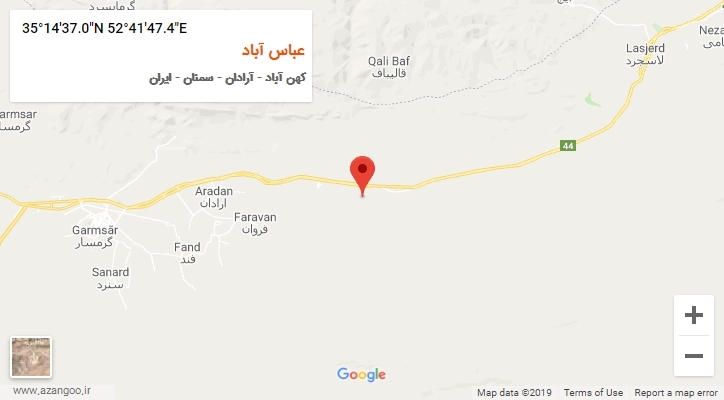 روستای عباس آباد بر روی نقشه