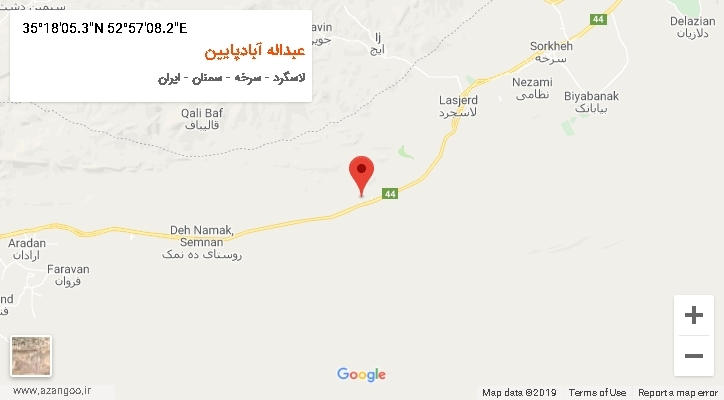 روستای عبداله آبادپایین بر روی نقشه