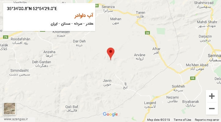روستای آب دلوادر بر روی نقشه