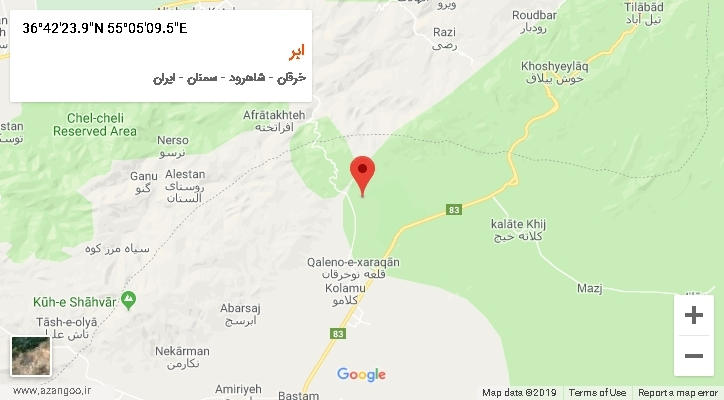روستای ابر بر روی نقشه