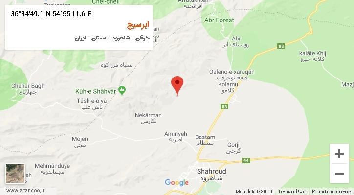 روستای ابرسیج بر روی نقشه