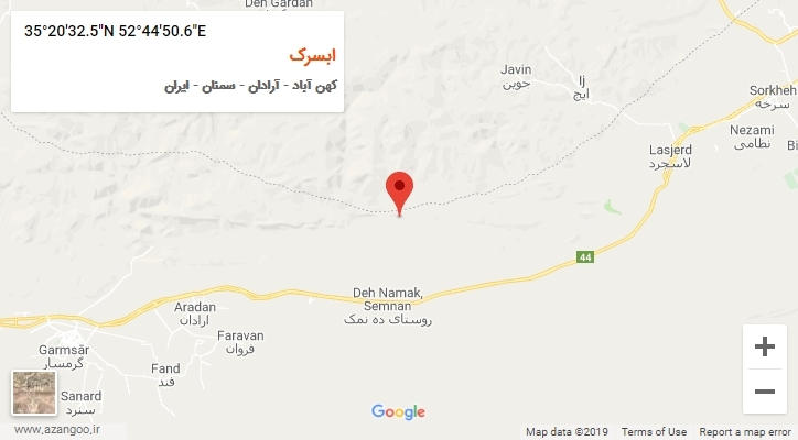 روستای ابسرک بر روی نقشه