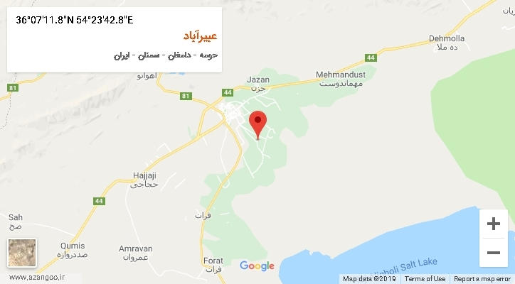 روستای عبیرآباد بر روی نقشه