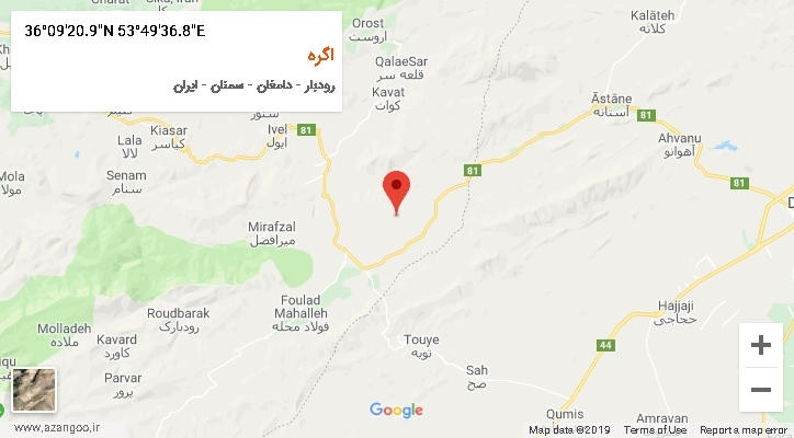 روستای اگره بر روی نقشه