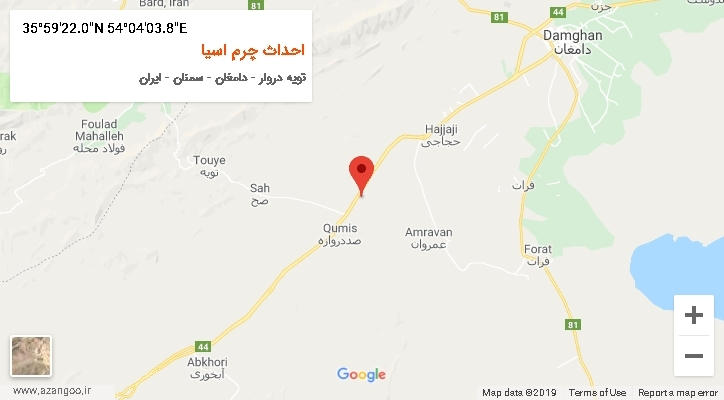 روستای احداث چرم اسیا بر روی نقشه