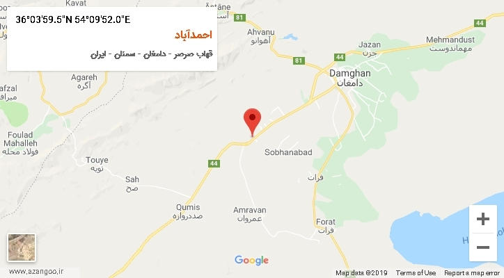 روستای احمدآباد بر روی نقشه