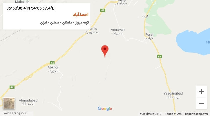 روستای احمدآباد بر روی نقشه