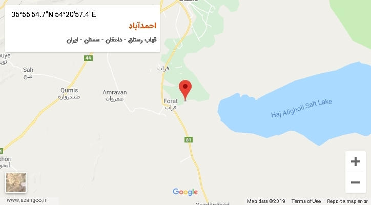 روستای احمدآباد بر روی نقشه