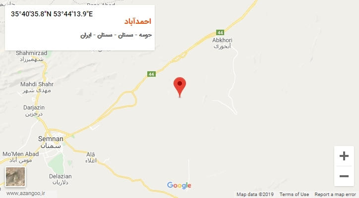 روستای احمدآباد بر روی نقشه