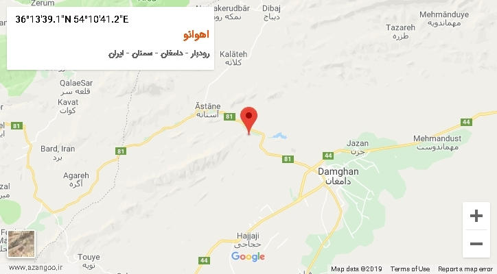 روستای اهوانو بر روی نقشه