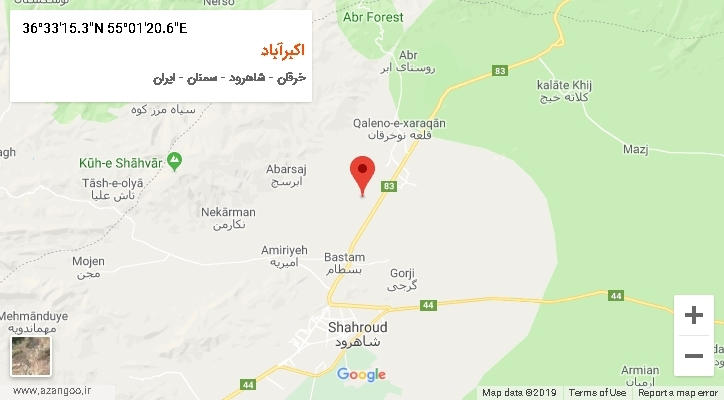 روستای اکبرآباد بر روی نقشه