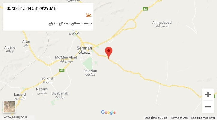 روستای علا بر روی نقشه