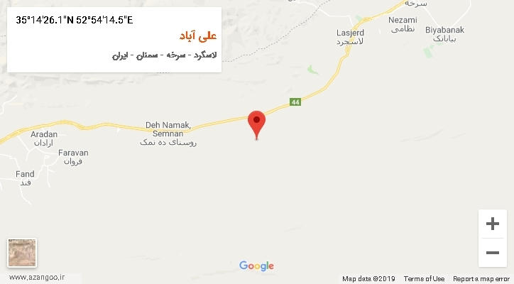 روستای علی آباد بر روی نقشه