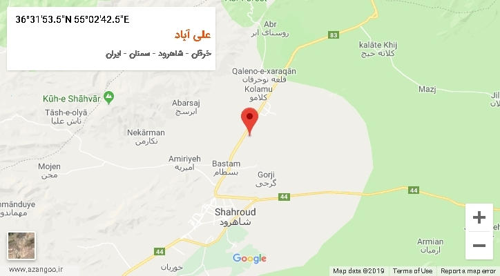 روستای علی آباد بر روی نقشه