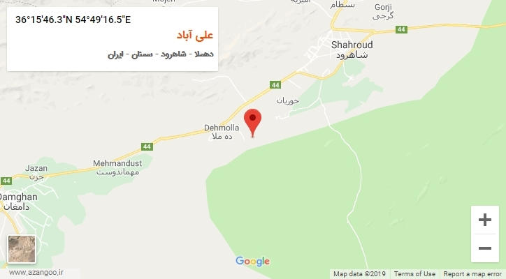 روستای علی آباد بر روی نقشه