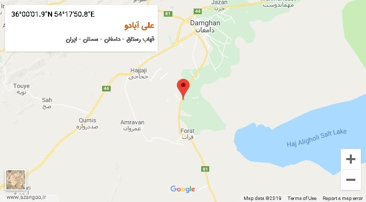 روستای علی آبادو بر روی نقشه