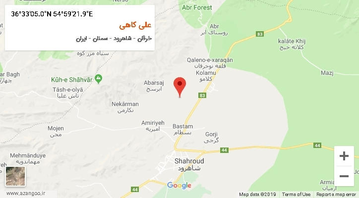 روستای علی کاهی بر روی نقشه