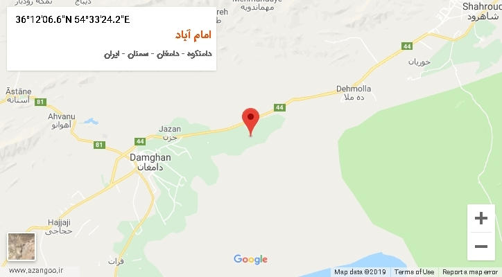 روستای امام آباد بر روی نقشه