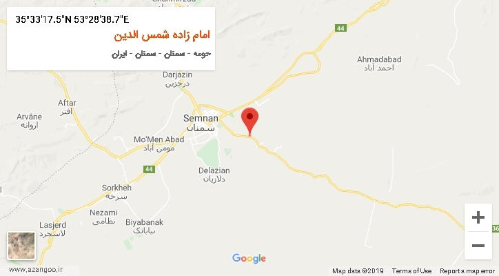 روستای امام زاده شمس الدین بر روی نقشه