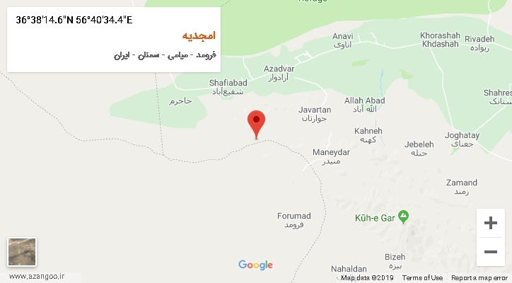 روستای امجدیه بر روی نقشه