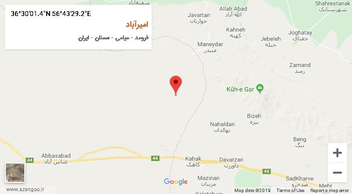 روستای امیرآباد بر روی نقشه
