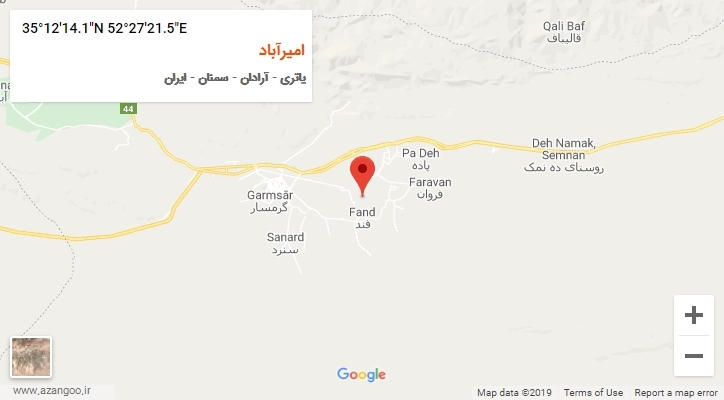 روستای امیرآباد بر روی نقشه