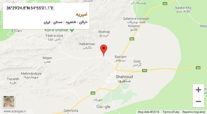 روستای امیریه بر روی نقشه
