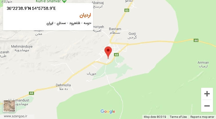 روستای اردیان بر روی نقشه