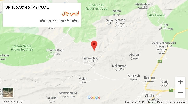 روستای اریس چال بر روی نقشه