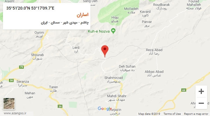 روستای اساران بر روی نقشه