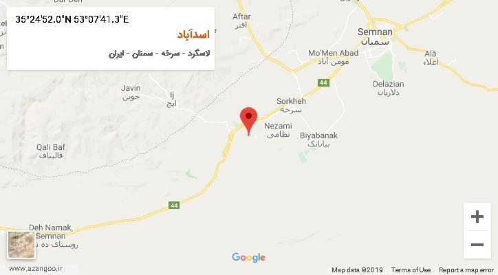 روستای اسدآباد بر روی نقشه