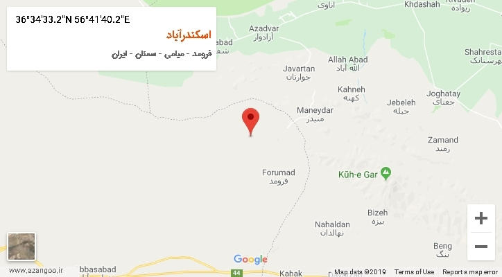 روستای اسکندرآباد بر روی نقشه