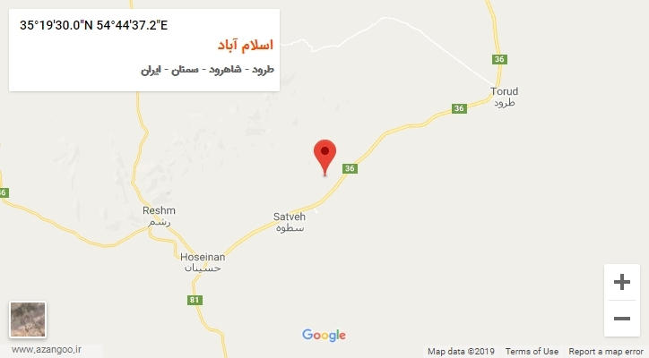 روستای اسلام آباد بر روی نقشه