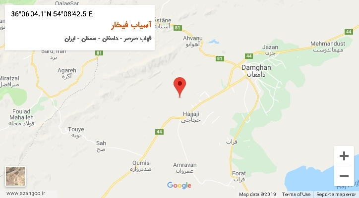 روستای آسیاب فیخار بر روی نقشه