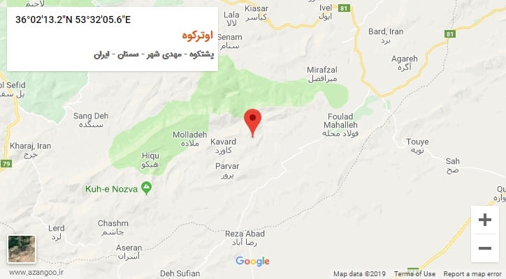 روستای اوترکوه بر روی نقشه