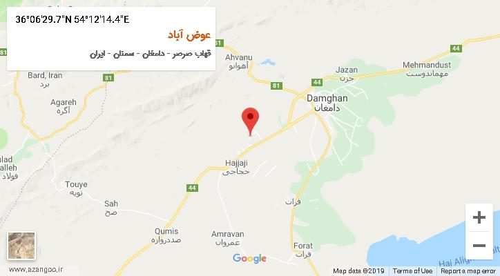 روستای عوض آباد بر روی نقشه