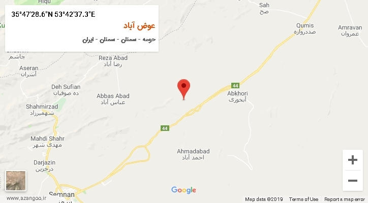 روستای عوض آباد بر روی نقشه