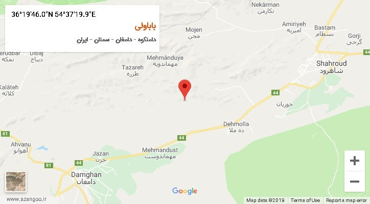 روستای باباولی بر روی نقشه