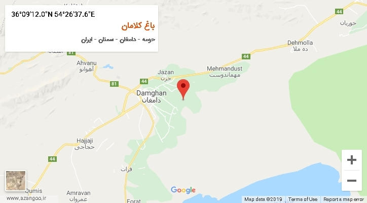 روستای باغ کلامان بر روی نقشه