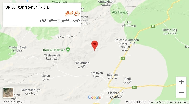 روستای باغ کمالو بر روی نقشه