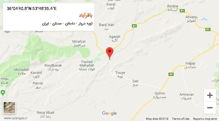 روستای باقرآباد بر روی نقشه