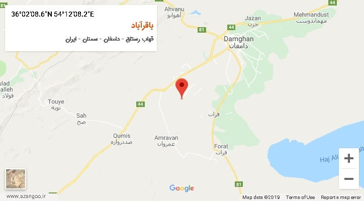 روستای باقرآباد بر روی نقشه