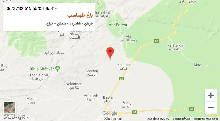 روستای باغ طهماسب بر روی نقشه