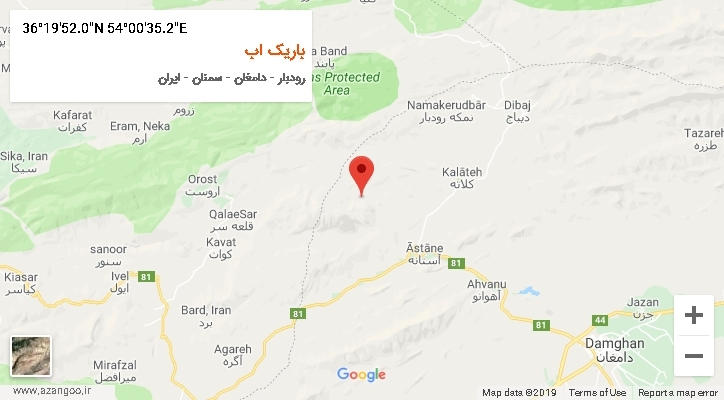 روستای باریک اب بر روی نقشه