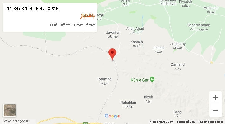 روستای باشتاباز بر روی نقشه
