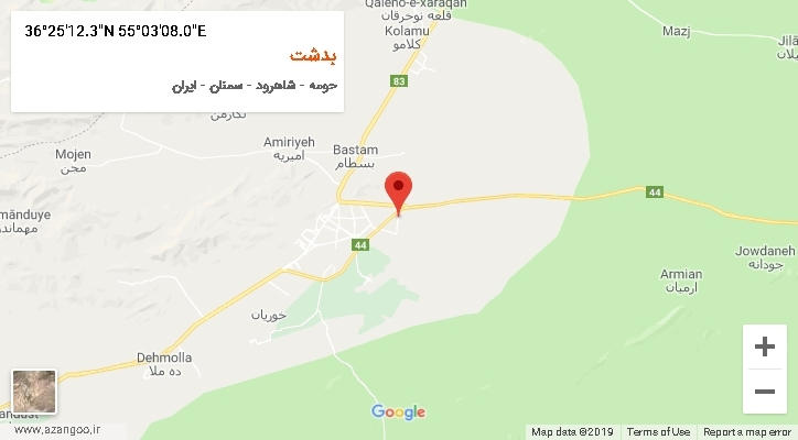روستای بدشت بر روی نقشه