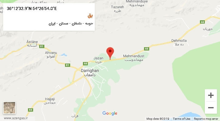 روستای بق بر روی نقشه
